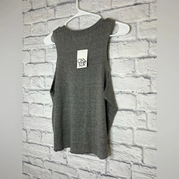 NWT Chaser Skull Top Hat Grey Tank Front Tie Halloween Size M - Picture 4 of 8